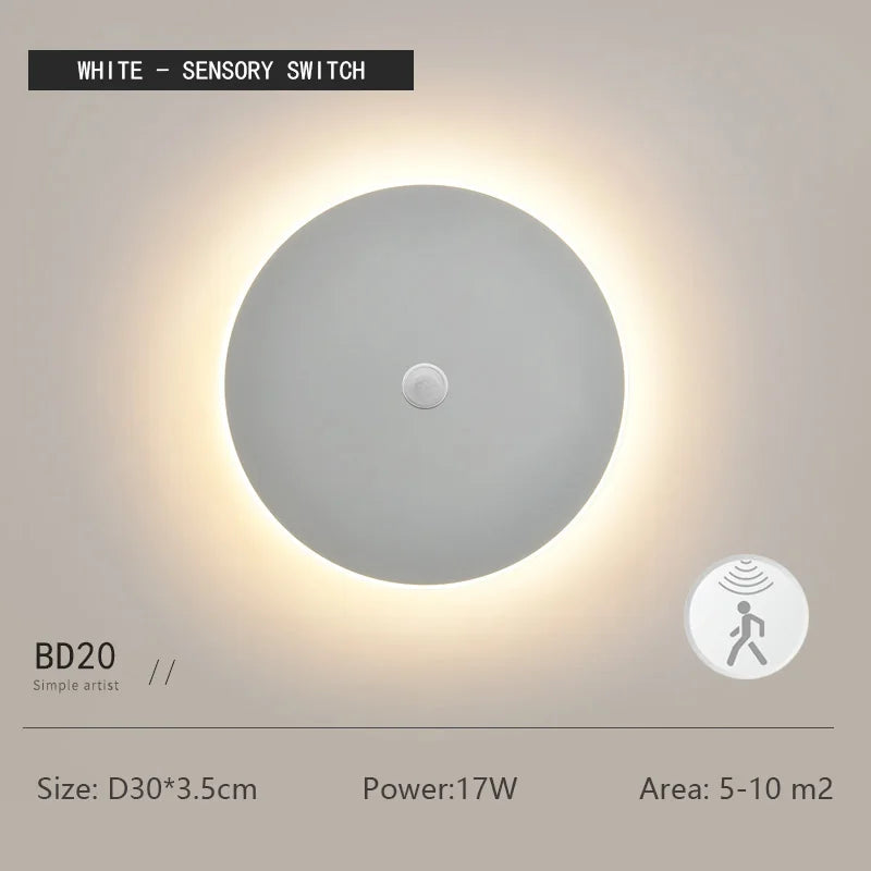 Modern Minimalist Round Wall Light with Motion Sensor