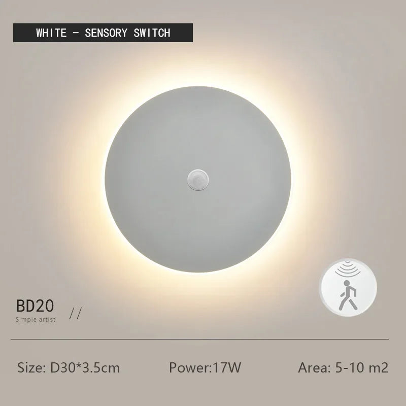 Modern Minimalist Round Wall Light with Motion Sensor