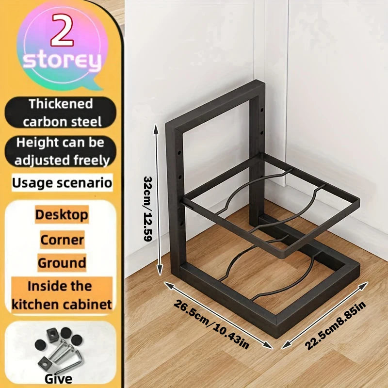 Adjustable Stainless Steel Pot Rack Organizer