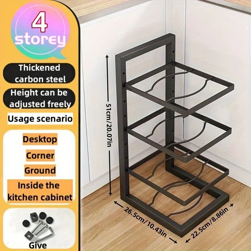 Adjustable Stainless Steel Pot Rack Organizer