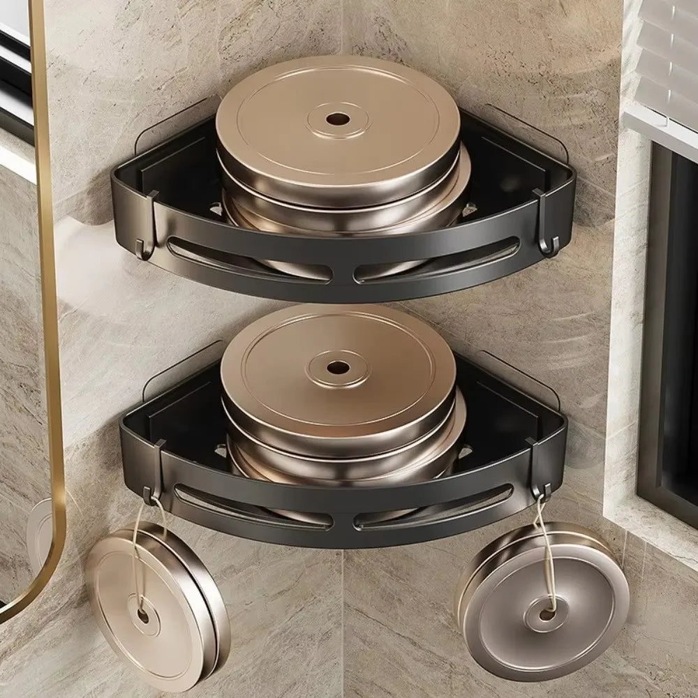 Adhesive Bathroom Shower Caddy – No-Drill Corner Storage Shelf for Shampoo, Soap & Towels