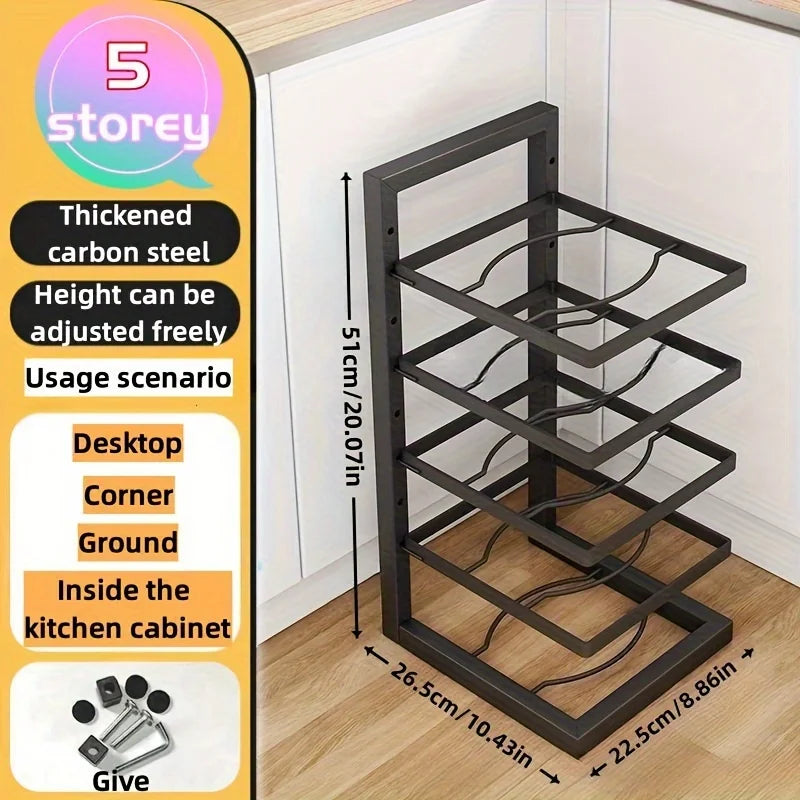 Adjustable Stainless Steel Pot Rack Organizer