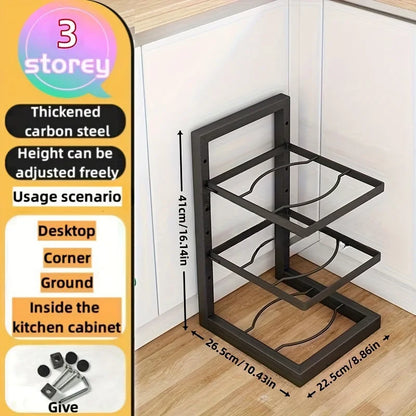 Adjustable Stainless Steel Pot Rack Organizer