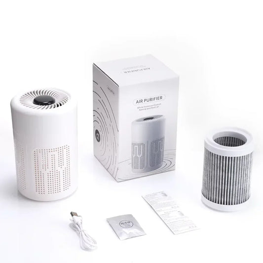 Portable USB Air Purifier with HEPA Filter & Negative Ion Generator – Compact Odor & Dust Cleane