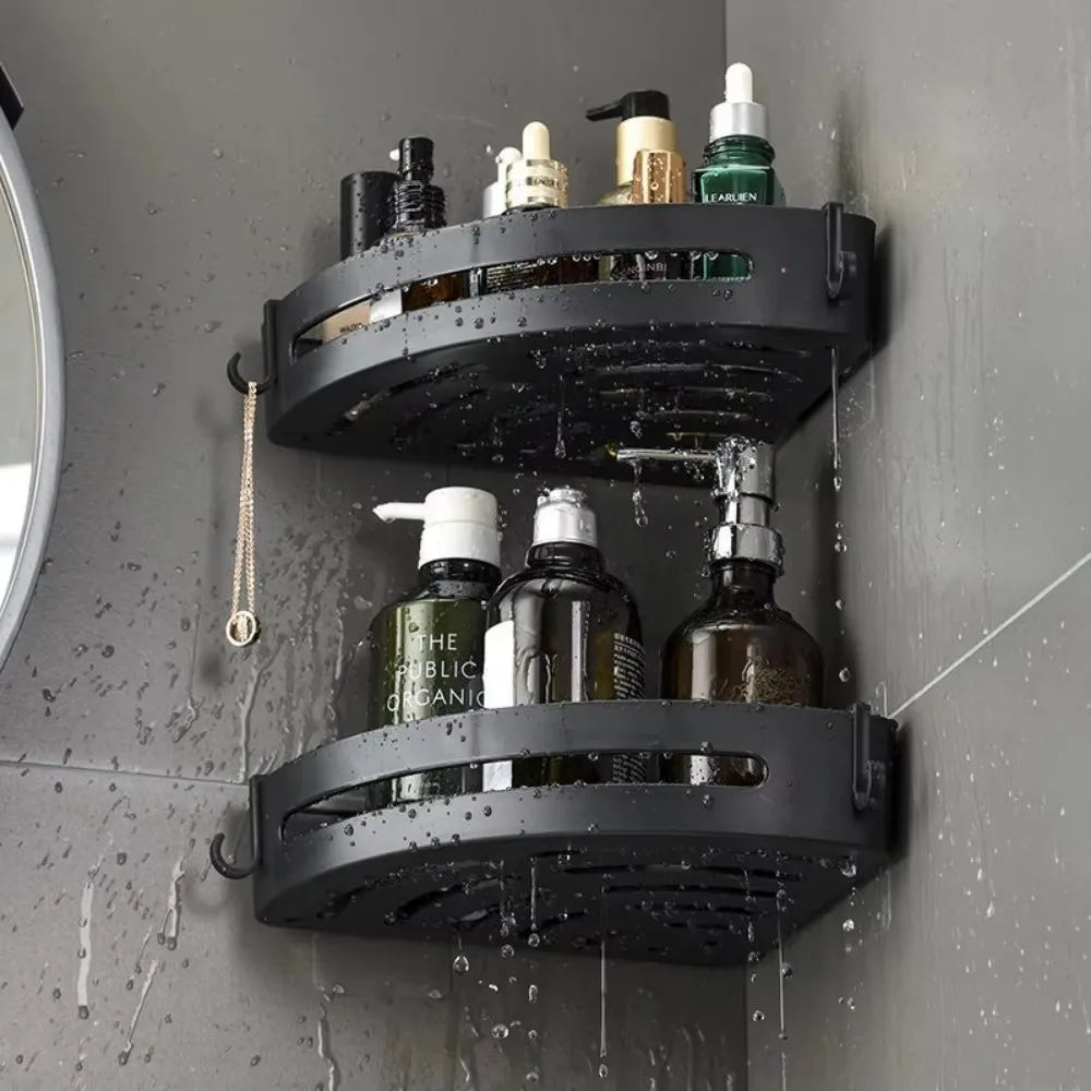 Adhesive Bathroom Shower Caddy – No-Drill Corner Storage Shelf for Shampoo, Soap & Towels