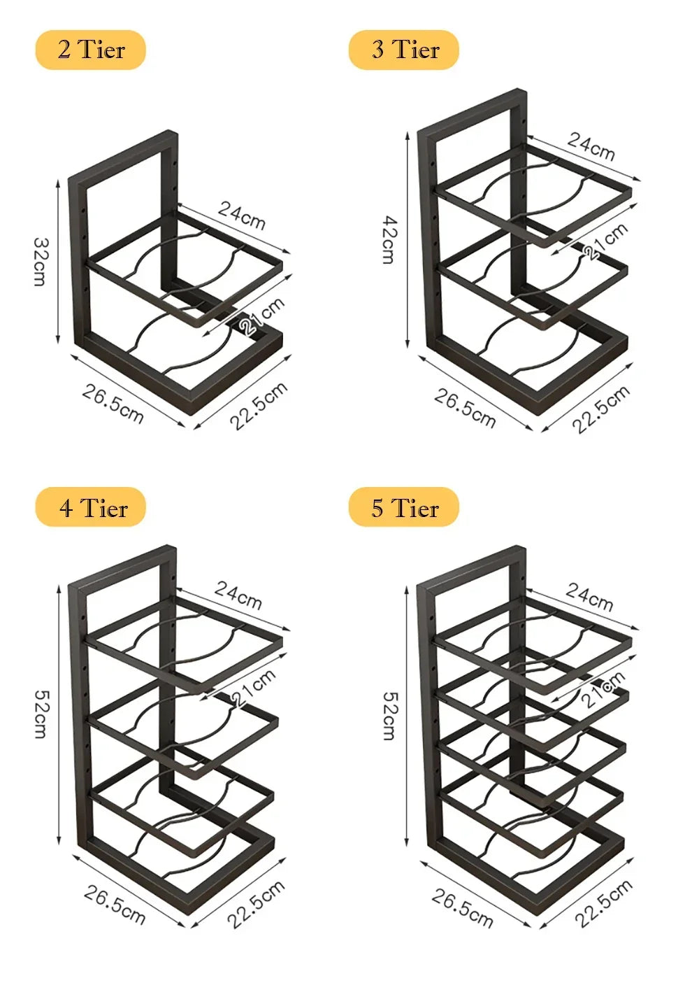 Adjustable Stainless Steel Pot Rack Organizer