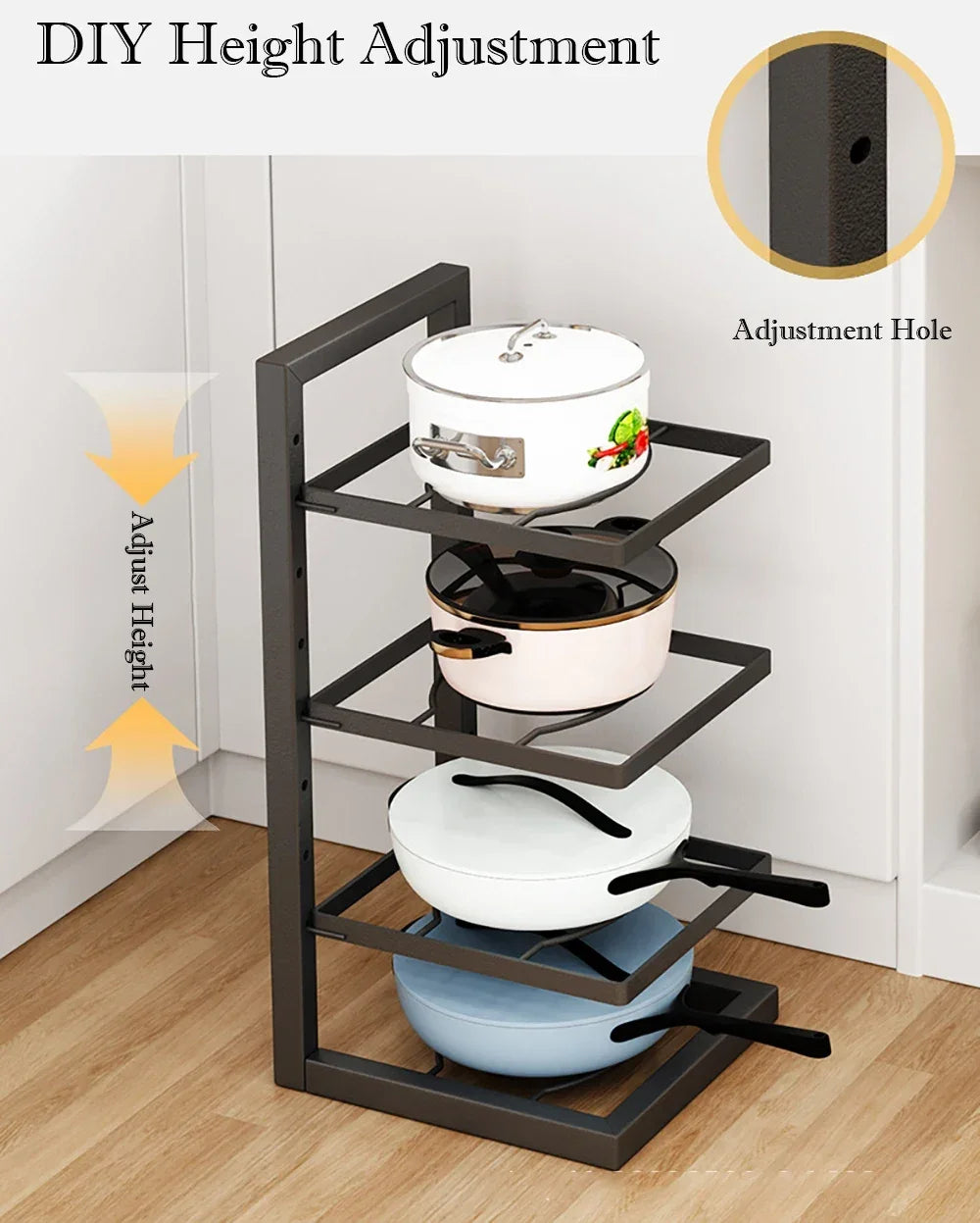 Adjustable Stainless Steel Pot Rack Organizer