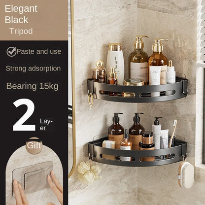 Adhesive Bathroom Shower Caddy – No-Drill Corner Storage Shelf for Shampoo, Soap & Towels