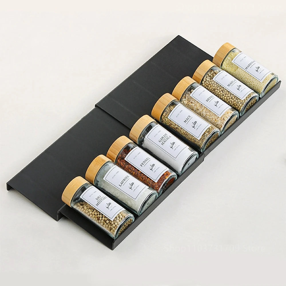 4-Tier Adjustable Drawer Spice Rack Organizer – 4-Piece Set