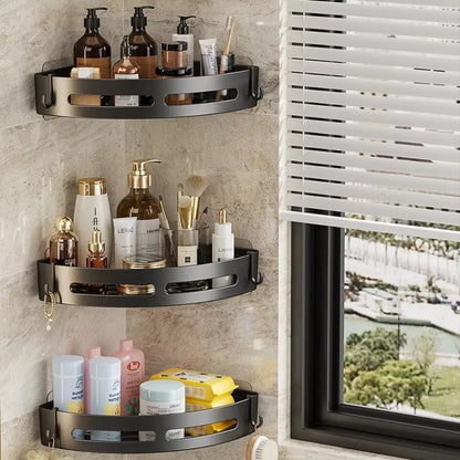 Adhesive Bathroom Shower Caddy – No-Drill Corner Storage Shelf for Shampoo, Soap & Towels