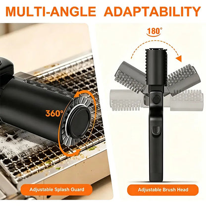 Electric BBQ Grill Brush with 180° Adjustable Head & 3-Speed Settings