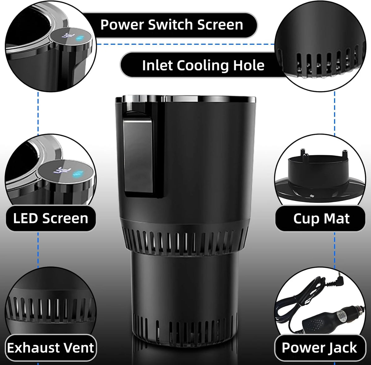 Portable Car Cup Cooler & Warmer – 12V Smart Temperature Control Drink Holder