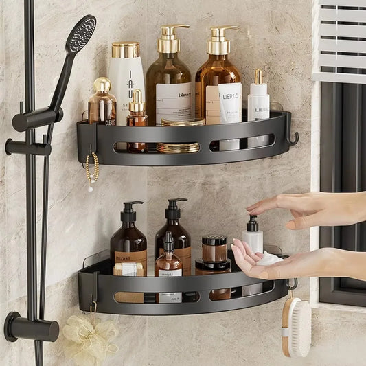 Adhesive Bathroom Shower Caddy – No-Drill Corner Storage Shelf for Shampoo, Soap & Towels
