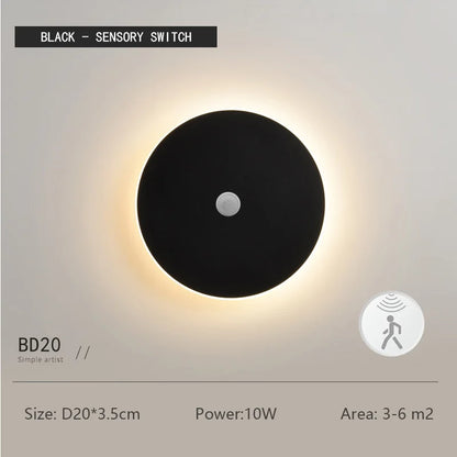 Modern Minimalist Round Wall Light with Motion Sensor