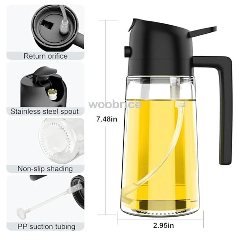 2-in-1 Oil Sprayer & Basting Brush – Oil Dispenser for Air Fryer, Grilling & Cooking