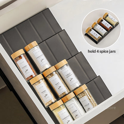 4-Tier Adjustable Drawer Spice Rack Organizer – 4-Piece Set
