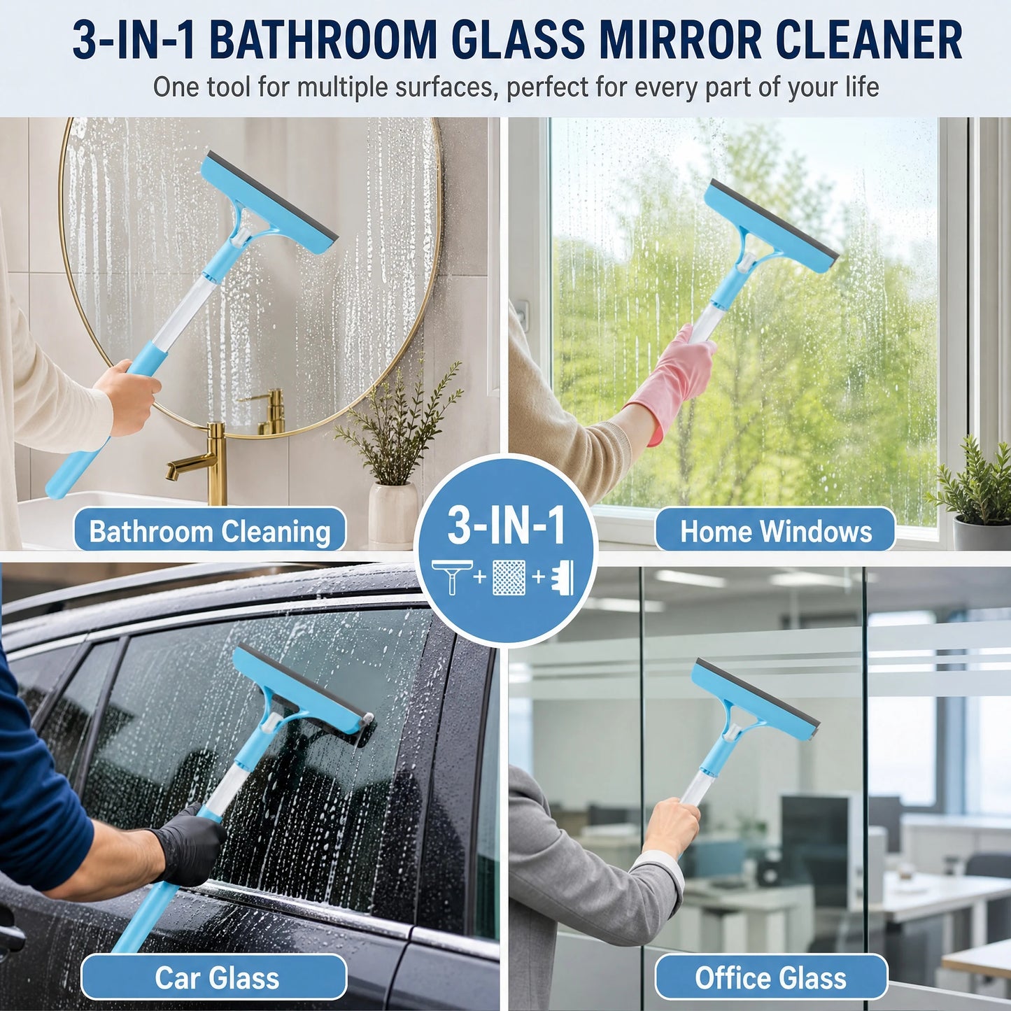 1-Pack 3-in-1 Blue Window Cleaner
