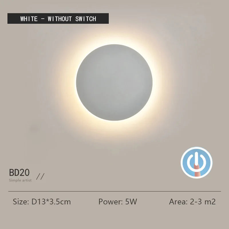 Modern Minimalist Round Wall Light with Motion Sensor