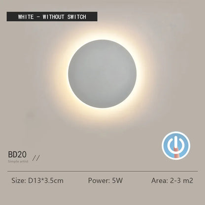 Modern Minimalist Round Wall Light with Motion Sensor