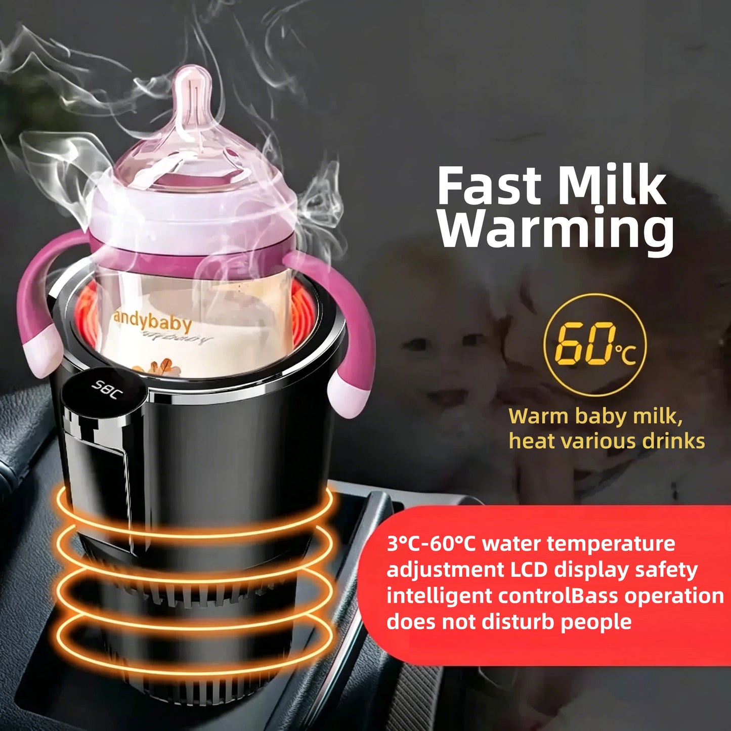 Portable Car Cup Cooler & Warmer – 12V Smart Temperature Control Drink Holder