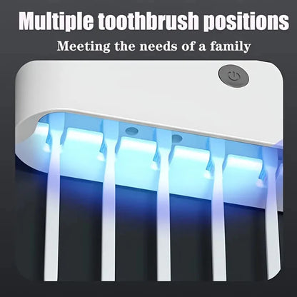 Smart Toothbrush Sterilizer & Wall-Mounted Organizer – 5-Slot Holder with Toothpaste Dispenser