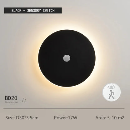 Modern Minimalist Round Wall Light with Motion Sensor