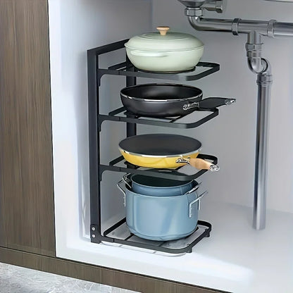 Adjustable Stainless Steel Pot Rack Organizer