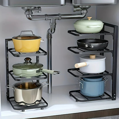 Adjustable Stainless Steel Pot Rack Organizer