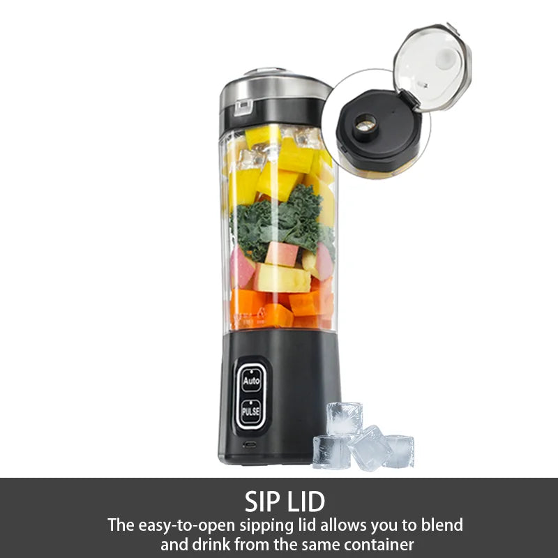 Portable Electric Blender 700ML – 360W 6-Blade USB Rechargeable Smoothie Maker