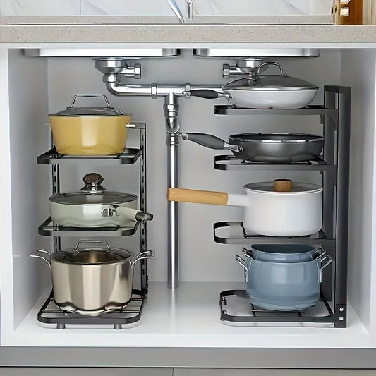 Adjustable Stainless Steel Pot Rack Organizer
