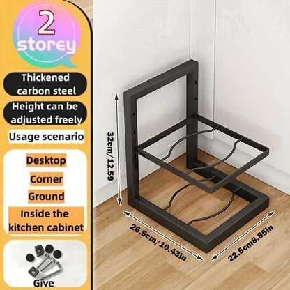 Adjustable Stainless Steel Pot Rack Organizer