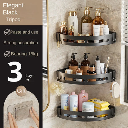 Adhesive Bathroom Shower Caddy – No-Drill Corner Storage Shelf for Shampoo, Soap & Towels