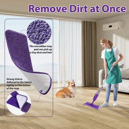 500ml Spray Mop with 3 Microfiber Pads – Wet &amp; Dry Floor Cleaner