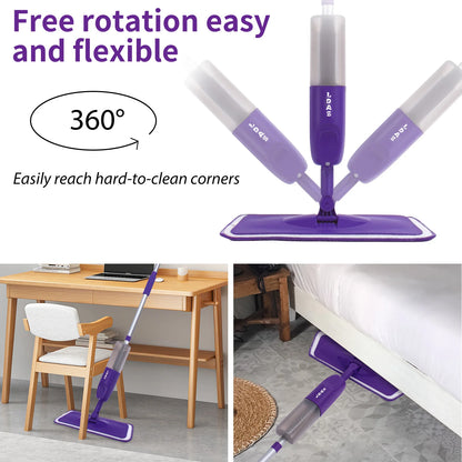 500ml Spray Mop with 3 Microfiber Pads – Wet &amp; Dry Floor Cleaner