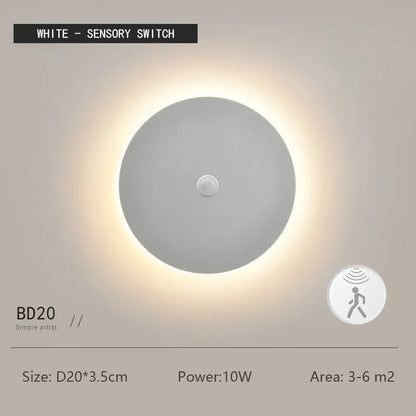 Modern Minimalist Round Wall Light with Motion Sensor