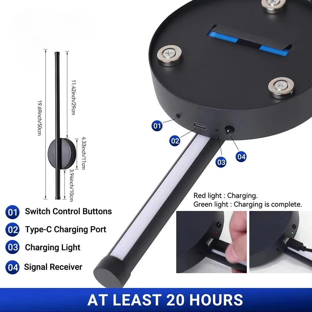 Magnetic Rechargeable LED Wall Lamp – Wireless Dimmable Wall Light